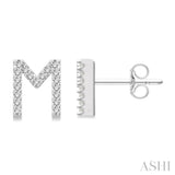 1/8 Ctw Initial 'M' Single Cut Diamond Earrings in 10K White Gold