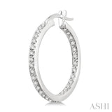 1/2 Ctw Round Cut Diamond Hoop Earrings in 14K White Gold