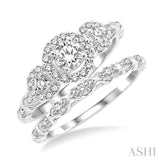 1/2 Ctw Diamond Wedding Set with 1/2 Ctw Round Cut Engagement Ring and 1/20 Ctw Wedding Band in 14K White Gold
