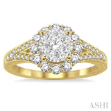 5/8 Ctw Diamond Lovebright Engagement Ring in 14K Yellow and White Gold