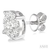 4 Ctw Lovebright Round Cut Diamond Stud Earrings in 14K White Gold