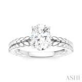 1/20 Ctw Oval Shape Round Cut Diamond Semi-Mount Engagement Ring in 14K White Gold