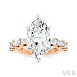 1 1/3 Ctw Marquise Shape Emerald and Round Cut Diamond Semi-Mount Engagement Ring in 14K Rose and White Gold