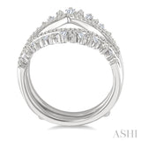 1 Ctw Tiara-Shaped Graduated Baguette and Round Cut Diamond Insert Ring in 14K White Gold
