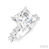 1 3/8 Ctw Princess Shape Emerald and Round Cut Diamond Semi-Mount Engagement Ring in 14K White Gold