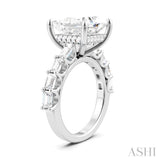 1 3/8 Ctw Princess Shape Emerald and Round Cut Diamond Semi-Mount Engagement Ring in 14K White Gold