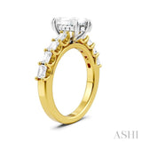 7/8 Ctw Marquise Shape Emerald and Round Cut Diamond Semi-Mount Engagement Ring in 14K Yellow and White Gold