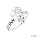 1/10 Ctw Pear Shape Round Cut Diamond Semi-Mount Engagement Ring in 14K White Gold