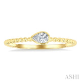 1/6 Ctw Ball Bead East-West Bezel Set Pear CutDiamond Stackable Petite Fashion Ring in 14K Yellow Gold
