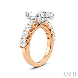 1 1/3 Ctw Marquise Shape Round Cut Diamond Semi-Mount Engagement Ring in 14K Rose and White Gold