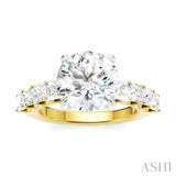1 1/4 Ctw Round Shape Princess and Round Cut Diamond Semi-Mount Engagement Ring in 14K Yellow and White Gold