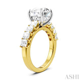 1 1/4 Ctw Round Shape Princess and Round Cut Diamond Semi-Mount Engagement Ring in 14K Yellow and White Gold