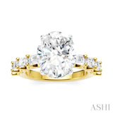 1 1/3 Ctw Oval Shape Emerald and Round Cut Diamond Semi-Mount Engagement Ring in 14K Yellow and White Gold