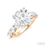 1 1/3 Ctw Round Shape Round Cut Diamond Semi-Mount Engagement Ring in 14K Rose and White Gold
