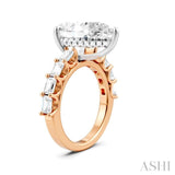 1 1/3 Ctw Pear Shape Emerald and Round Cut Diamond Semi-Mount Engagement Ring in 14K Rose and White Gold