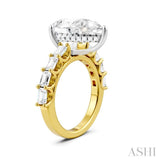 1 1/3 Ctw Pear Shape Emerald and Round Cut Diamond Semi-Mount Engagement Ring in 14K Yellow and White Gold