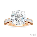 1 1/3 Ctw Round Shape Emerald and Round Cut Diamond Semi-Mount Engagement Ring in 14K Rose and White Gold
