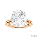 1/10 Ctw Oval Shape Round Cut Diamond Semi-Mount Engagement Ring in 14K Rose and White Gold