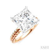 1/8 Ctw Princess Shape Round Cut Diamond Semi-Mount Engagement Ring in 14K Rose and White Gold