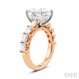 1 1/3 Ctw Princess Shape Emerald and Round Cut Diamond Semi-Mount Engagement Ring in 14K Rose and White Gold