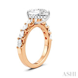7/8 Ctw Pear Shape Oval and Round Cut Diamond Semi-Mount Engagement Ring in 14K Rose and White Gold