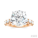 1 1/3 Ctw Round Shape Oval and Round Cut Diamond Semi-Mount Engagement Ring in 14K Rose and White Gold