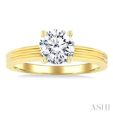1/20 Ctw Circular Shape Grooved Shank Round Cut Diamond Semi-Mount Engagement Ring in 14K Yellow Gold