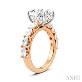 1 1/3 Ctw Oval Shape Oval and Round Cut Diamond Semi-Mount Engagement Ring in 14K Rose and White Gold