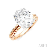 1/10 Ctw Oval Shape Round Cut Diamond Semi-Mount Engagement Ring in 14K Rose and White Gold