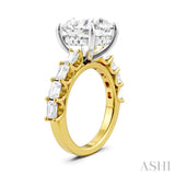 1 1/3 Ctw Round Shape Emerald and Round Cut Diamond Semi-Mount Engagement Ring in 14K Yellow and White Gold