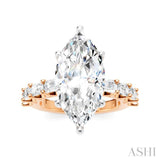 1 1/3 Ctw Marquise Shape Emerald and Round Cut Diamond Semi-Mount Engagement Ring in 14K Rose and White Gold