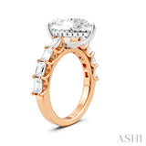 1 1/3 Ctw Pear Shape Emerald and Round Cut Diamond Semi-Mount Engagement Ring in 14K Rose and White Gold