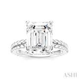 1/10 Ctw Emerald Shape Round Cut Diamond Semi-Mount Engagement Ring in 14K White Gold