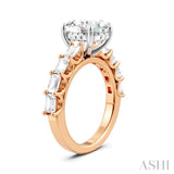 1 1/3 Ctw Oval Shape Emerald and Round Cut Diamond Semi-Mount Engagement Ring in 14K Rose and White Gold