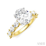 1 1/3 Ctw Oval Shape Oval and Round Cut Diamond Semi-Mount Engagement Ring in 14K Yellow and White Gold