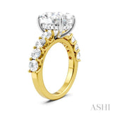 1 1/3 Ctw Oval Shape Round Cut Diamond Semi-Mount Engagement Ring in 14K Yellow and White Gold