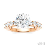 7/8 Ctw Round Shape Round Cut Diamond Semi-Mount Engagement Ring in 14K Rose and White Gold