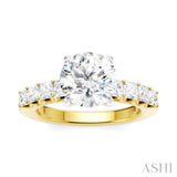 7/8 Ctw Round Shape Princess and Round Cut Diamond Semi-Mount Engagement Ring in 14K Yellow and White Gold