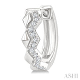 1/10 Ctw Round Cut Diamond Geometric Petite Huggie Earrings in 10K White Gold