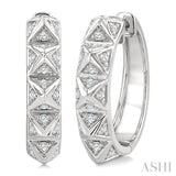 1/4 Ctw Pyramid Accent Round Cut Diamond Fashion Hoop Earring in 10K White Gold