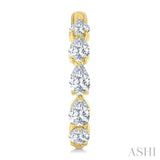 3/4 Ctw Pear Cut Diamond Link Fashion Half Hoop Earring in 14K Yellow Gold