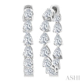 2 5/8 Ctw Inside-Out Pear Cut Diamond Fashion Hoop Earrings in 14K White Gold