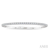 2 Ctw Round Cut Diamond Halfway Straight Flex Bangle in 14K White Gold