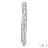 1 Ctw 3-Row Pave Set Round Cut Diamond Fashion Hoop Earring in 14K White Gold
