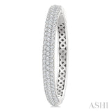 1 Ctw 3-Row Pave Set Round Cut Diamond Fashion Hoop Earring in 14K White Gold