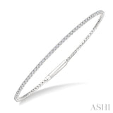 1 Ctw Round Cut Diamond Fullway Straight Flex Bangle in 14K White Gold