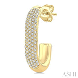 3/8 Ctw 5-Row Pave Set Round Cut Diamond Fashion Half Hoop Earrings in 14K Yellow Gold