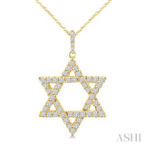 3/4 Ctw Star of David Round Cut Diamond Fashion Pendant With Chain in 14K Yellow Gold