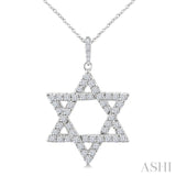 3/4 Ctw Star of David Round Cut Diamond Fashion Pendant With Chain in 14K White Gold