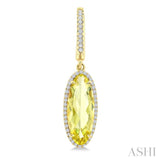 16X6 MM Evoque Gemstones Oval Shape Lemon Quartz and 3/8 Ctw Round Cut Diamond Semi-Precious Earrings in 14K Yellow Gold